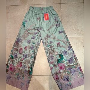 La Double J Floral Wide-Leg Pants. BNWT. Silk.XL